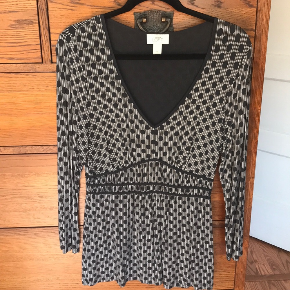 Navy and cream loft long sleeve top